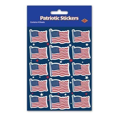 Beistle 54017 4-Pack US Flag Stickers, 43/4 by 71/2-Inch - Wide World Maps & MORE! - Kitchen - Beistle - Wide World Maps & MORE!