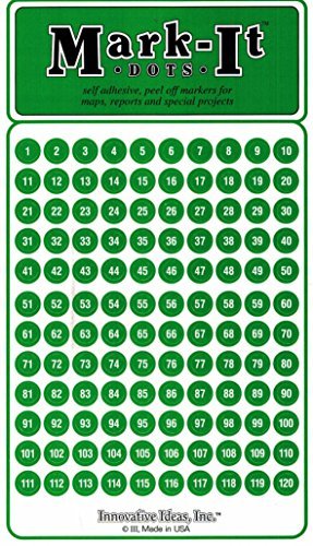 Medium 1/4" Removable Numbered 1-240 Mark-It Brand Dots for Maps, Reports, or Projects - Green - Wide World Maps & MORE! - Office Product - Innovative Ideas - Wide World Maps & MORE!