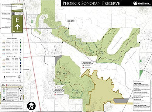 Phoenix Sonoran Preserve Wall Map Full-Size (Gloss Laminated) | Wide ...