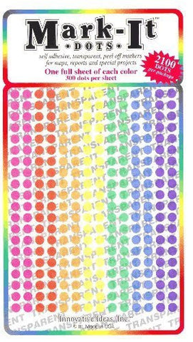 Small 1/8" Removable "Transparent" Mark-It Brand Dots for Maps, Reports, or Projects - Pack of Seven Assorted Translucent Colors - Wide World Maps & MORE! - Office Product - Innovative Ideas - Wide World Maps & MORE!