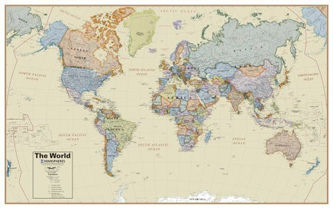 Round World Products Boardroom World Wall Map - Wide World Maps & MORE! - Toy - ROUND WORLD PRODUCTS - Wide World Maps & MORE!