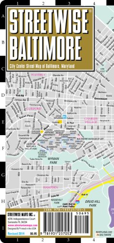 Streetwise Baltimore Map - Laminated City Center Street Map of Baltimore, Maryland - Folding pocket size travel map with light rail & metro - Wide World Maps & MORE!