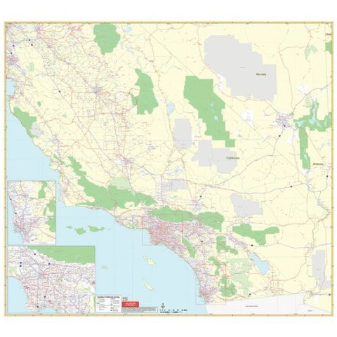 Universal Map 762552336 California Southern Vicinity Wall Map Railed - Wide World Maps & MORE! - Office Product - Universal Map - Wide World Maps & MORE!