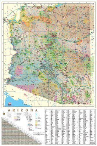 Arizona Wallmap with Index - Wide World Maps & MORE! - Map - Wide World Maps & MORE! - Wide World Maps & MORE!