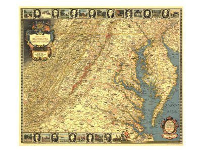 HISTORIC AND SCENIC REACHES OF THE NATION'S CAPITAL: full-color map with cartouche and pictorial borders. - Wide World Maps & MORE! - Book - Wide World Maps & MORE! - Wide World Maps & MORE!