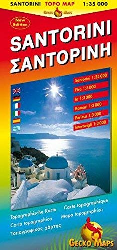 Santorini Topographic Map (French, English, Spanish, Italian and German Edition) - Wide World Maps & MORE! - Book - Gecko Maps - Wide World Maps & MORE!