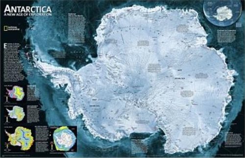 Antarctica Satellite Wall Map (Map Type: Standard Size Matte Laminated) 34"W x 20"H - Wide World Maps & MORE!