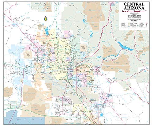 Central Arizona Jumbo Wall Map Dry Erase Ready-to-Hang | Wide World ...