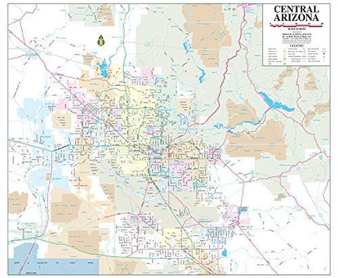 Central Arizona Jumbo Wall Map Dry Erase Ready-to-Hang - Wide World Maps & MORE! - Map - Wide World Maps & MORE! - Wide World Maps & MORE!