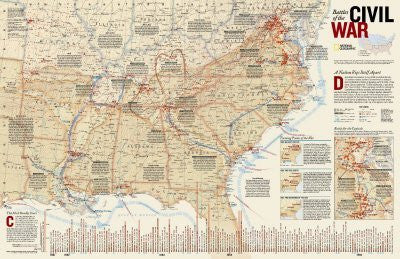 Battles of The Civil War Map Education Poster Print, 36×23 - Wide World Maps & MORE! - Map - National Geographic Maps - Wide World Maps & MORE!