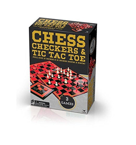 Cardinal Classic Games Chess Checkers and Tic Tac Toe in Gold Foil Box ,#G14E6GE4R-GE 4-TEW6W230682 - Wide World Maps & MORE! - Art and Craft Supply - Tinflyphy - Wide World Maps & MORE!