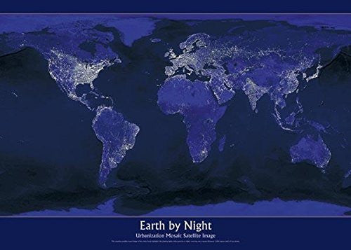 Earth By Night Poster 36x24 - Wide World Maps & MORE! - Home - Wide World Maps & MORE! - Wide World Maps & MORE!