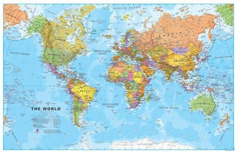 Medium World Wall Map (Political) - Wide World Maps & MORE!