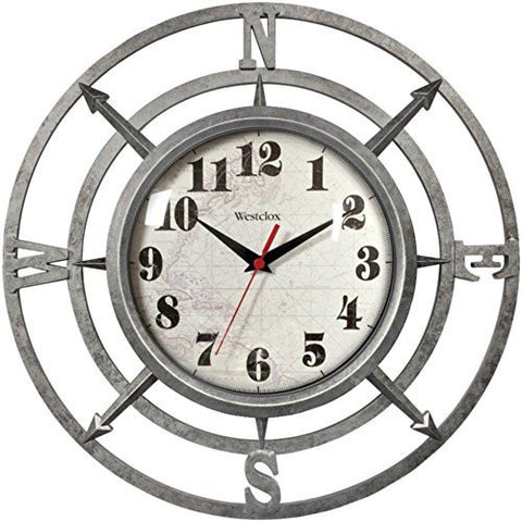WESTCLOX 32021C 14" Round Compass Wall Clock PET2 - Wide World Maps & MORE! - Personal Computer - Westclox - Wide World Maps & MORE!