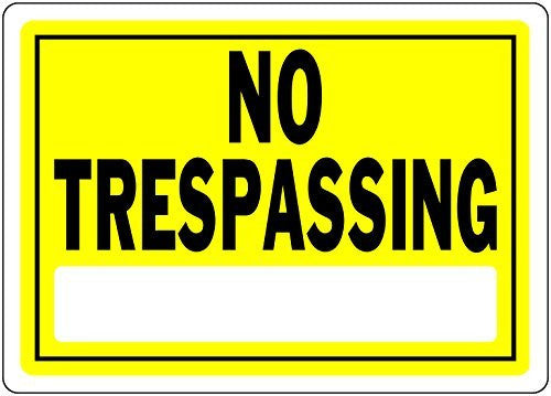 The Hillman Group 840155 Aluminum Yellow 10" x 14" No Trespassing Sign - Wide World Maps & MORE! - Lawn & Patio - The Hillman Group - Wide World Maps & MORE!