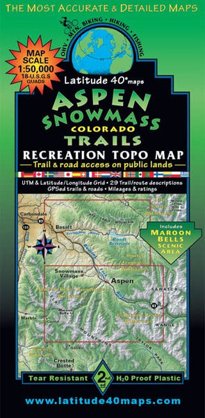 Aspen — Snowmass Trails Recreation Topo Map - Wide World Maps & MORE!