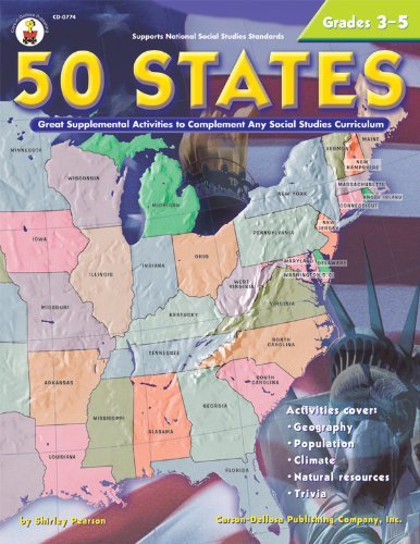 50 States: Great Supplemental Activities to Complement Any Social Studies Curriculum Grades 3-5 - Wide World Maps & MORE! - Book - Carson-Dellosa - Wide World Maps & MORE!
