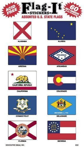 Assorted U.S. State Flags: 300 Self-Adhesive Flag Stickers - Wide World Maps & MORE! - Decals - Flag-It - Wide World Maps & MORE!