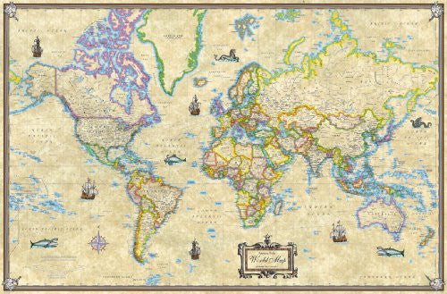 Antique Style World Map - Wide World Maps & MORE! - Book - Wide World Maps & MORE! - Wide World Maps & MORE!