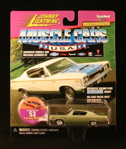 1970 AMC REBEL MACHINE * COLLECTOR NO. 53 * Johnny Lightning 1999 MUSCLE CARS U.S.A. COLLECTION 1:64 Scale Die Cast Vehicle * Limited Edition: 1 of only 20,000 * - Wide World Maps & MORE! - Toy - Johnny Lightning - Wide World Maps & MORE!