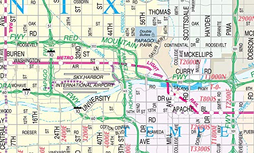 Metropolitan Phoenix Arterial and Collector Streets Jumbo Standard Wall Map Dry Erase Ready-to-Hang - Wide World Maps & MORE!