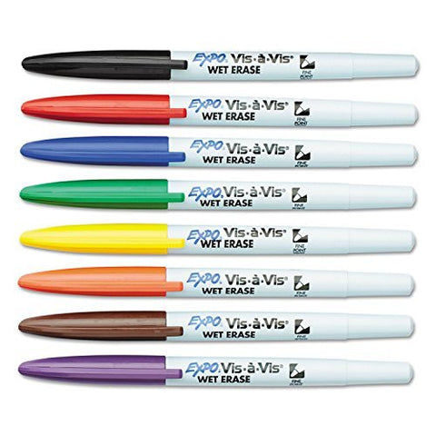 4 Pack NEWELL CORPORATION MARKER SET VIS A VIS 8 COLOR WET - Wide World Maps & MORE! - Office Product - NEWELL - Wide World Maps & MORE!