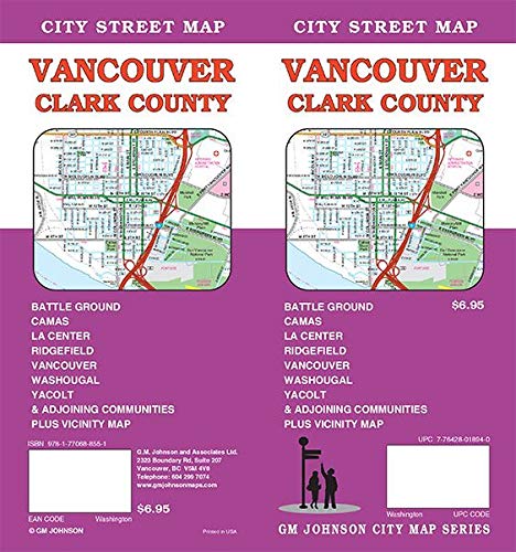 Vancouver / Clark County, Washington Street Map GM Johnson - Wide World Maps & MORE!