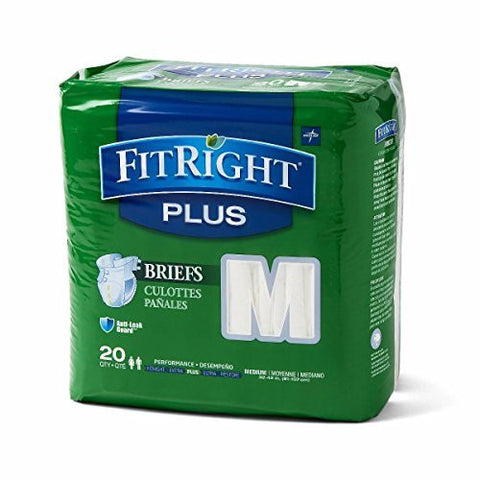 Medline FITPLUSMD FitRight Plus Briefs, Heavy Absorbency, 32"-42", Medium (Pack of 80) - Wide World Maps & MORE! - BISS - Medline - Wide World Maps & MORE!