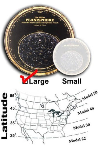 Miller Planisphere Star Finder, Size Large - Model 50 degree - for latitudes 45N to 55N - Wide World Maps & MORE! - Personal Computer - Datalizer - Wide World Maps & MORE!