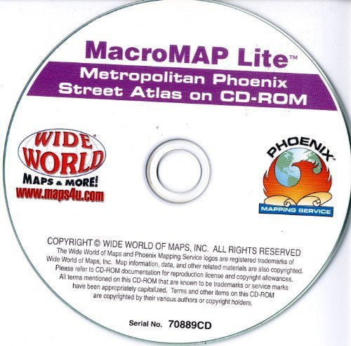 MacroMAP Lite Metropolitan Phoenix Street Atlas on CD-ROM - Wide World Maps & MORE! - Software - Yellow1 - Wide World Maps & MORE!