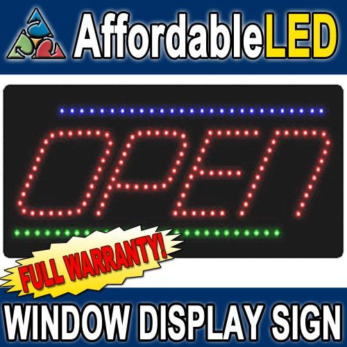 Affordable LED L7007 12 H x 24 L in. Open LED Sign - Wide World Maps & MORE! - Office Product - Affordable LED - Wide World Maps & MORE!