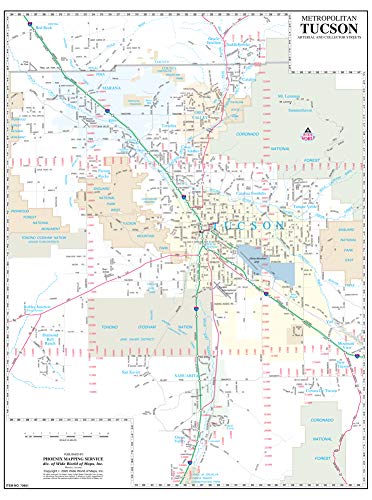 Metropolitan Tucson Arterial and Collector Streets Full-Size Standard Wall Map Dry Erase Ready-to-Hang - Wide World Maps & MORE! - Map - Wide World Maps & MORE! - Wide World Maps & MORE!