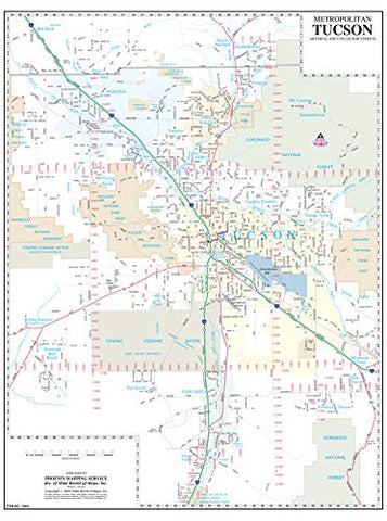 Metropolitan Tucson Arterial and Collector Streets Full-Size Standard Wall Map Dry Erase Laminated - Wide World Maps & MORE! - Map - Wide World Maps & MORE! - Wide World Maps & MORE!