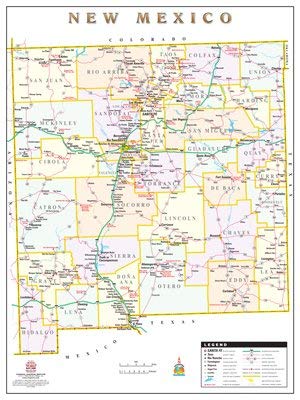 New Mexico Counties and Roads Large Wall Map Dry Erase Ready-to-Hang - Wide World Maps & MORE! - Map - Wide World Maps & MORE! - Wide World Maps & MORE!