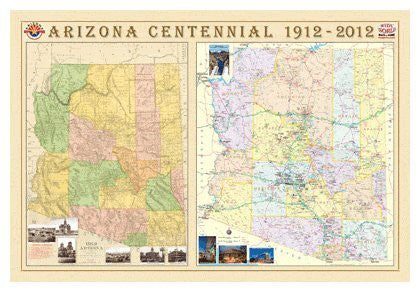 Arizona Centennial Wall Map Ultra Matte Laminated - Wide World Maps & MORE! - Map - Wide World Maps & MORE! - Wide World Maps & MORE!