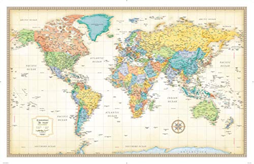 Classic World Large Wall Map, Dry Erase Laminated - Wide World Maps & MORE! - Map - Rand McNally - Wide World Maps & MORE!