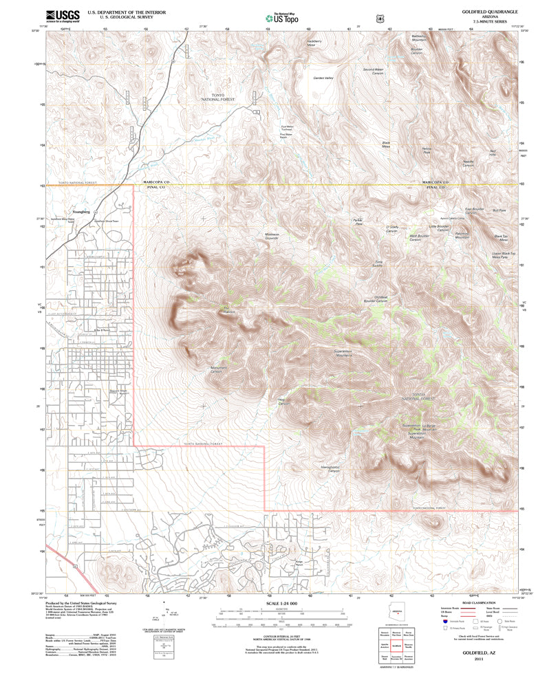 Goldfield, Arizona (US Topo 7.5'×7.5' Topographic Quadrangle) - Wide World Maps & MORE!