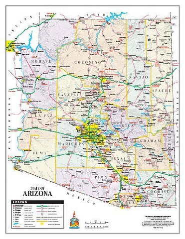 State of Arizona Color Notebook Map Gloss Laminated - 10 Count - Wide World Maps & MORE! - Map - Wide World Maps & MORE! - Wide World Maps & MORE!