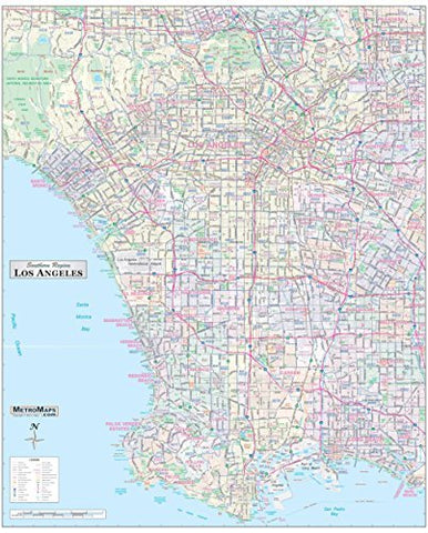 Los Angeles CA Detailed Region Wall Map 48"x59" with Zip Codes - Wide World Maps & MORE! - Book - Wide World Maps & MORE! - Wide World Maps & MORE!