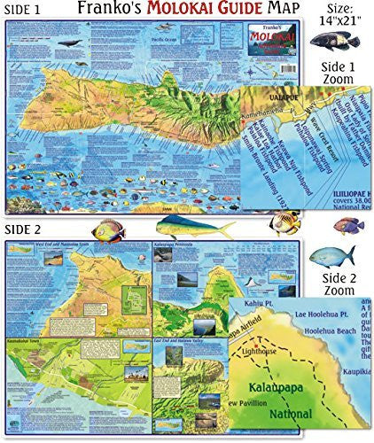 Franko Maps Molokai Guide Map for Scuba Divers and Snorkelers - Wide World Maps & MORE! - Sports - Franko Maps - Wide World Maps & MORE!
