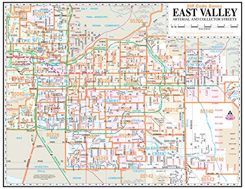 East Valley Arterial & Collector Streets Full-Size ZIP Code Zones Wall Map Dry-Erase Laminated - Wide World Maps & MORE! - Map - Wide World Maps & MORE! - Wide World Maps & MORE!