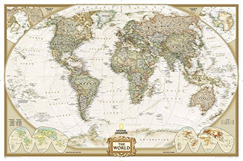 National Geographic - World Executive Map, Enlarged & Laminated Poster - Wide World Maps & MORE! - Office Product - National Geographic - Wide World Maps & MORE!