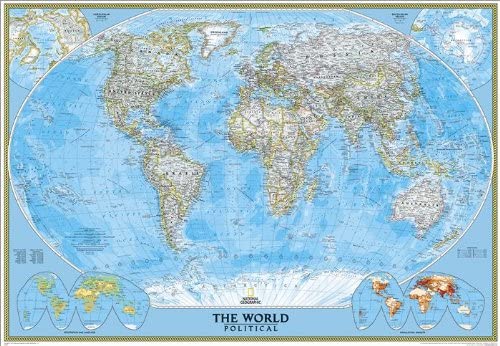 World Classic Political - Enlarged Map Satin Laminated | Wide World ...