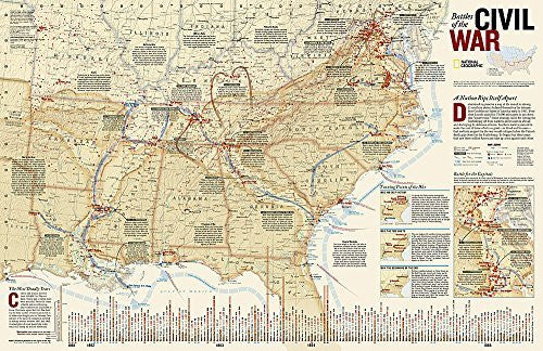 Battles of the Civil War [Tubed] (National Geographic Reference Map) 37×24. - Wide World Maps & MORE! - Map - National Geographic Maps - Wide World Maps & MORE!