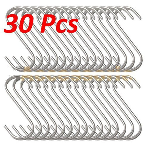 30 Pcs 5 Inch Metal S Shape Type Hooks Wall Hangers Steel For Kitchen Metal Clasp Cup Color Silver Brand New - Wide World Maps & MORE! - Office Product - SUNDRY - Wide World Maps & MORE!