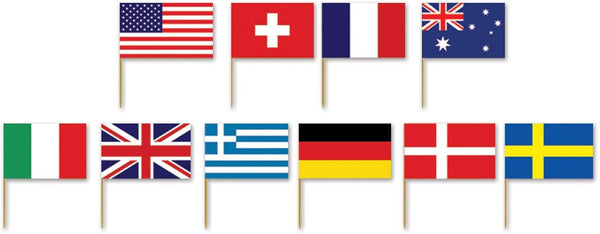 Beistle S60108AZ4 International Flag Picks, 2.5", Pack of 200 - Wide World Maps & MORE!