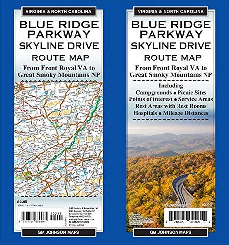 Blue Ridge Parkway LAMINATED Route Map - Skyline Drive North Carolina and Virginia Route - Wide World Maps & MORE!