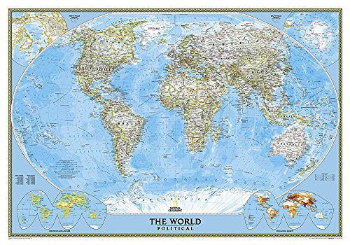 World Classic Political Standard Wall Map [Gloss Laminated] (National Geographic Reference Map) - Wide World Maps & MORE! - Map - National Geographic - Wide World Maps & MORE!