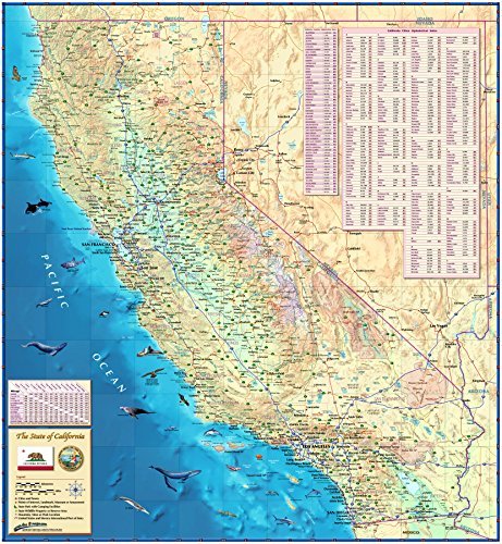California State Color Wall Map *Laminated* 48"x52" Large - Wide World Maps & MORE! - Book - Wide World Maps & MORE! - Wide World Maps & MORE!