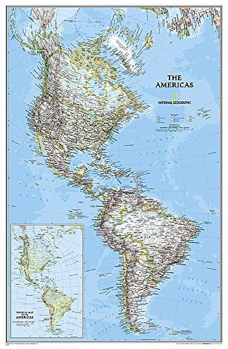 The Americas - North & South America Classic Political Map Laminated - Wide World Maps & MORE! - Map - National Geographic Maps - Wide World Maps & MORE!